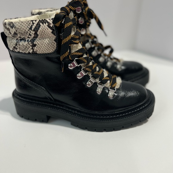 Circus by Sam Edelman Flora Lug Sole Black Furr Lace Up Ankle Boots Sz 6 - Picture 5 of 15